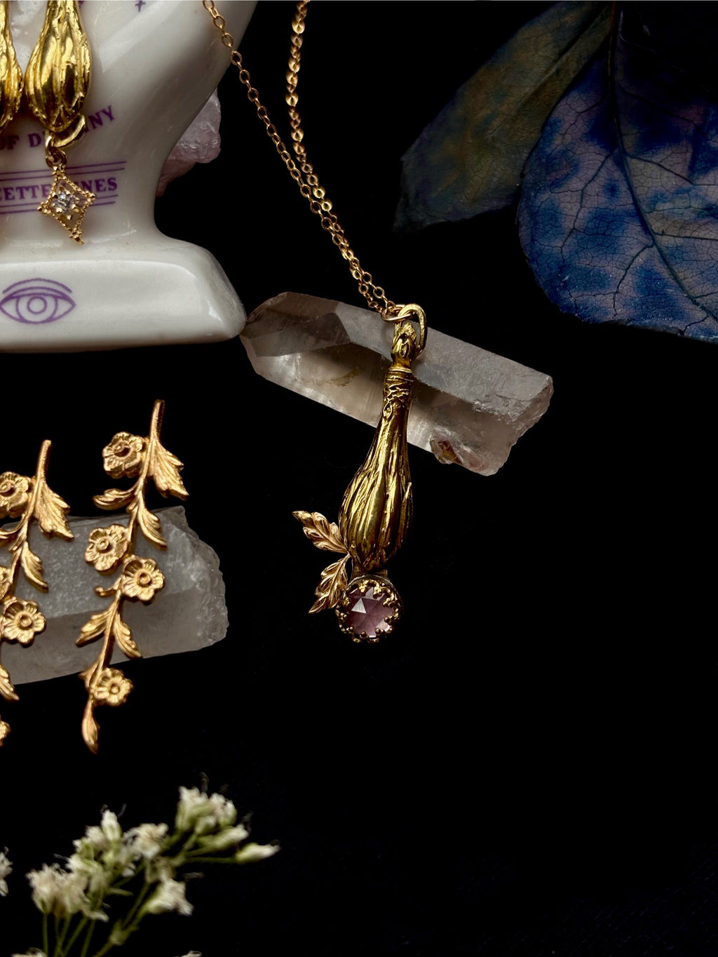 Metals - Phial of Galadriel + Rose Quartz pendant