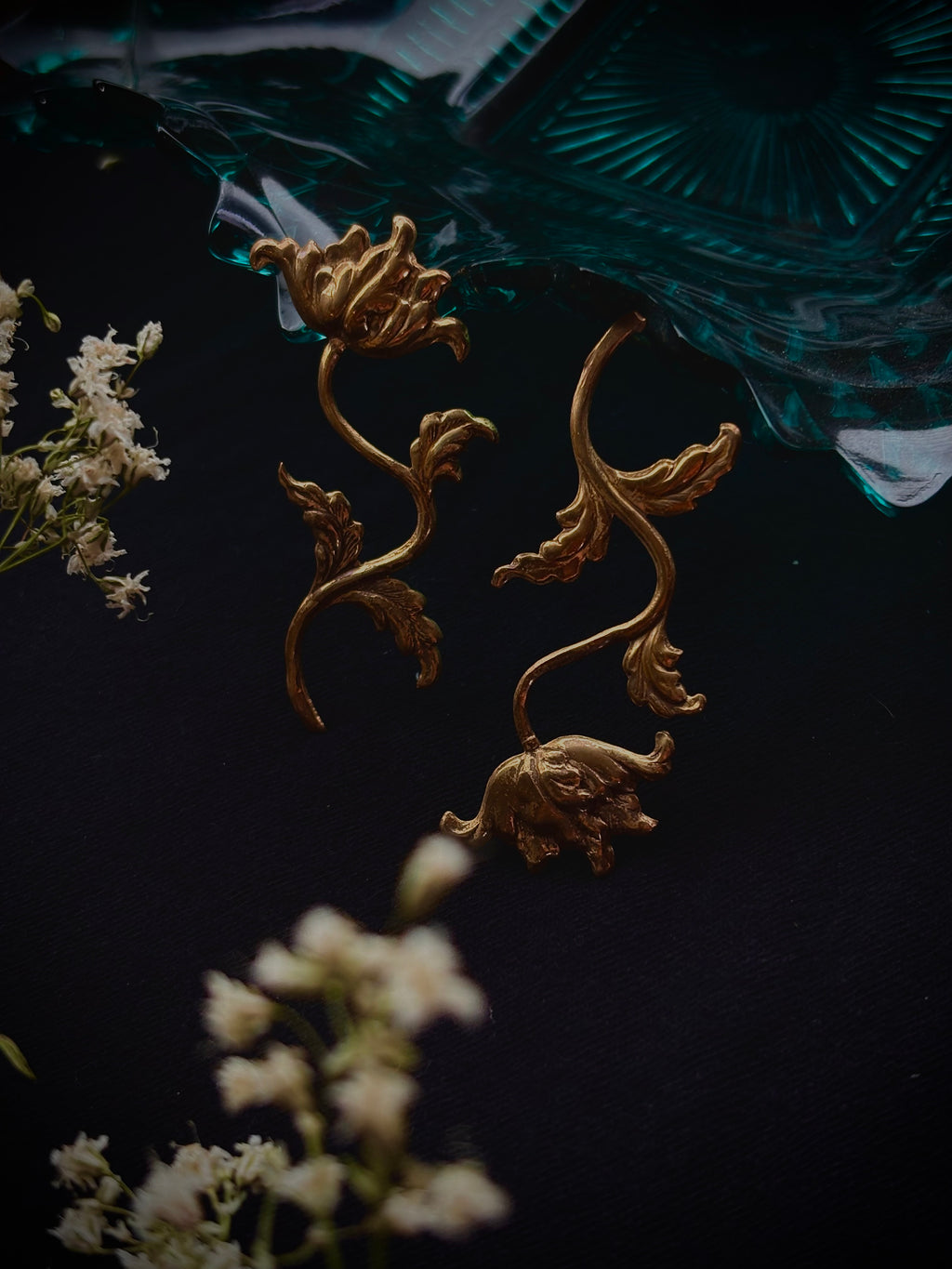 Metals - Brass Peony Studs PREORDER