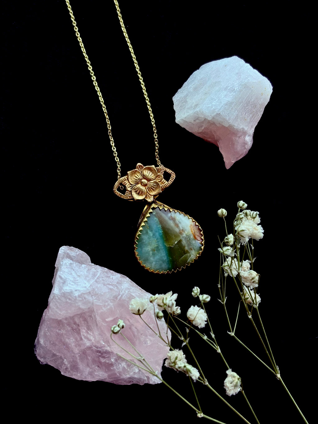 Metals - Elven Flower + Gemstone Pendant
