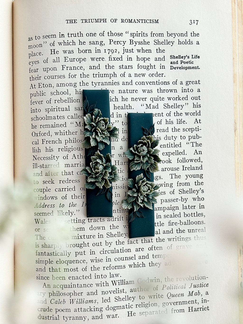 Fantasy Flora no. 06 - Monochromatic forest green peonies