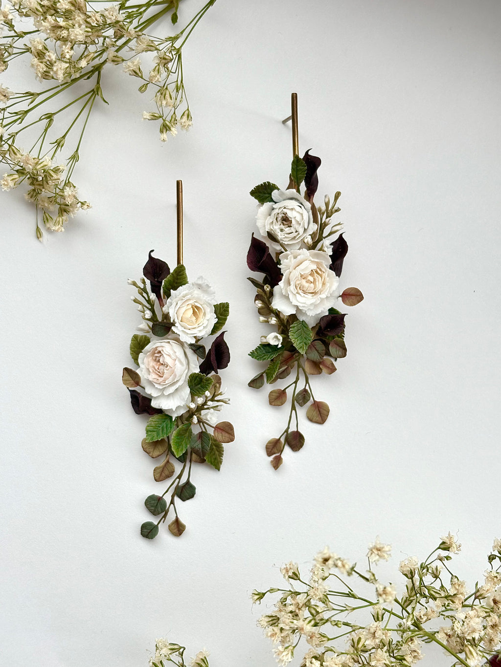 Cascading Blooms no. 06 - Princess Miyuki Rose + Earth Angel Rose + Larkspur + Calla Lilies + Eucalyptus +