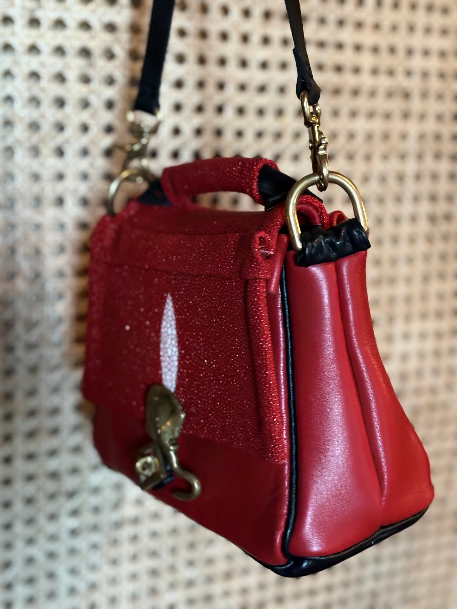❤️Handmade Purse in bovine and authentic stingray leather