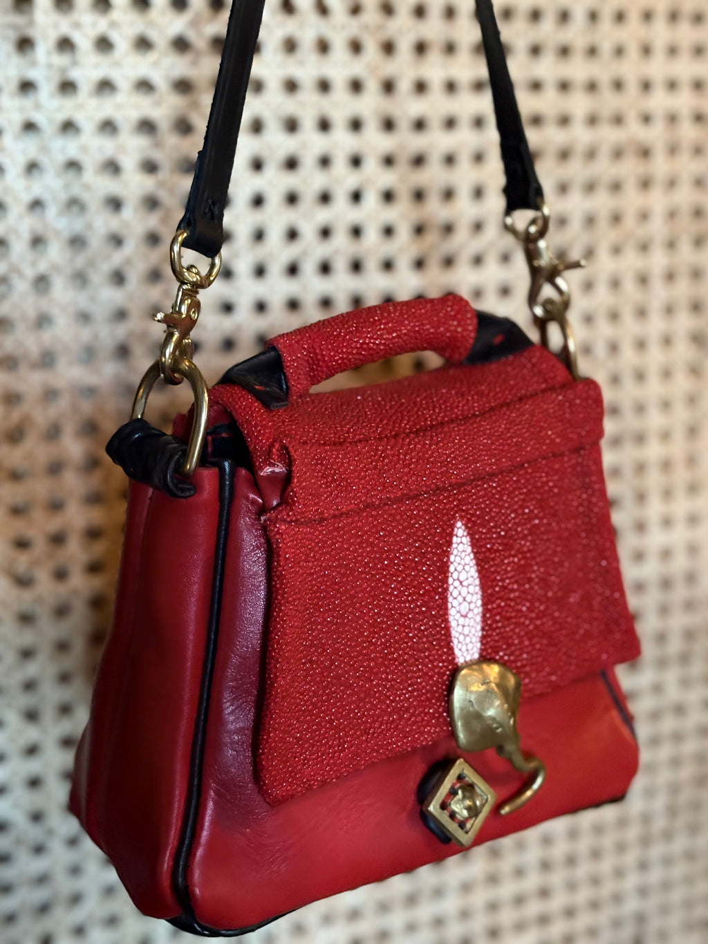 ❤️Handmade Purse in bovine and authentic stingray leather